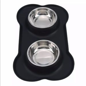 Pet Bowls Stainless Steel Feeder NonSpill Silicone